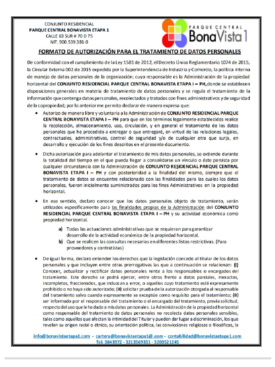 AUTORIZACION TRATAMIENTO DE DATOS